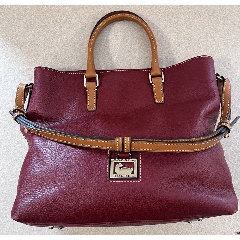Dooney & Bourke Satchel Port Wine Pebbled Leather Handbag